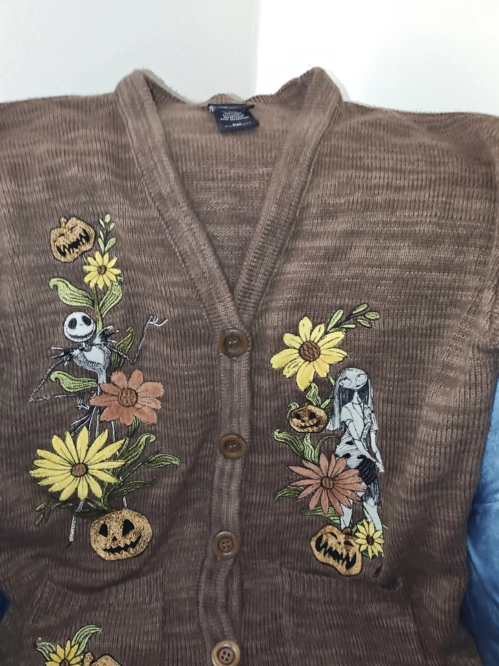 Her Universe Brown Embroidered Halloween Floral Cardigan